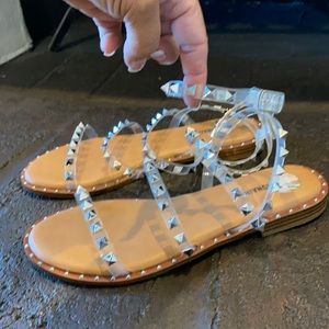 Clear studded sandals